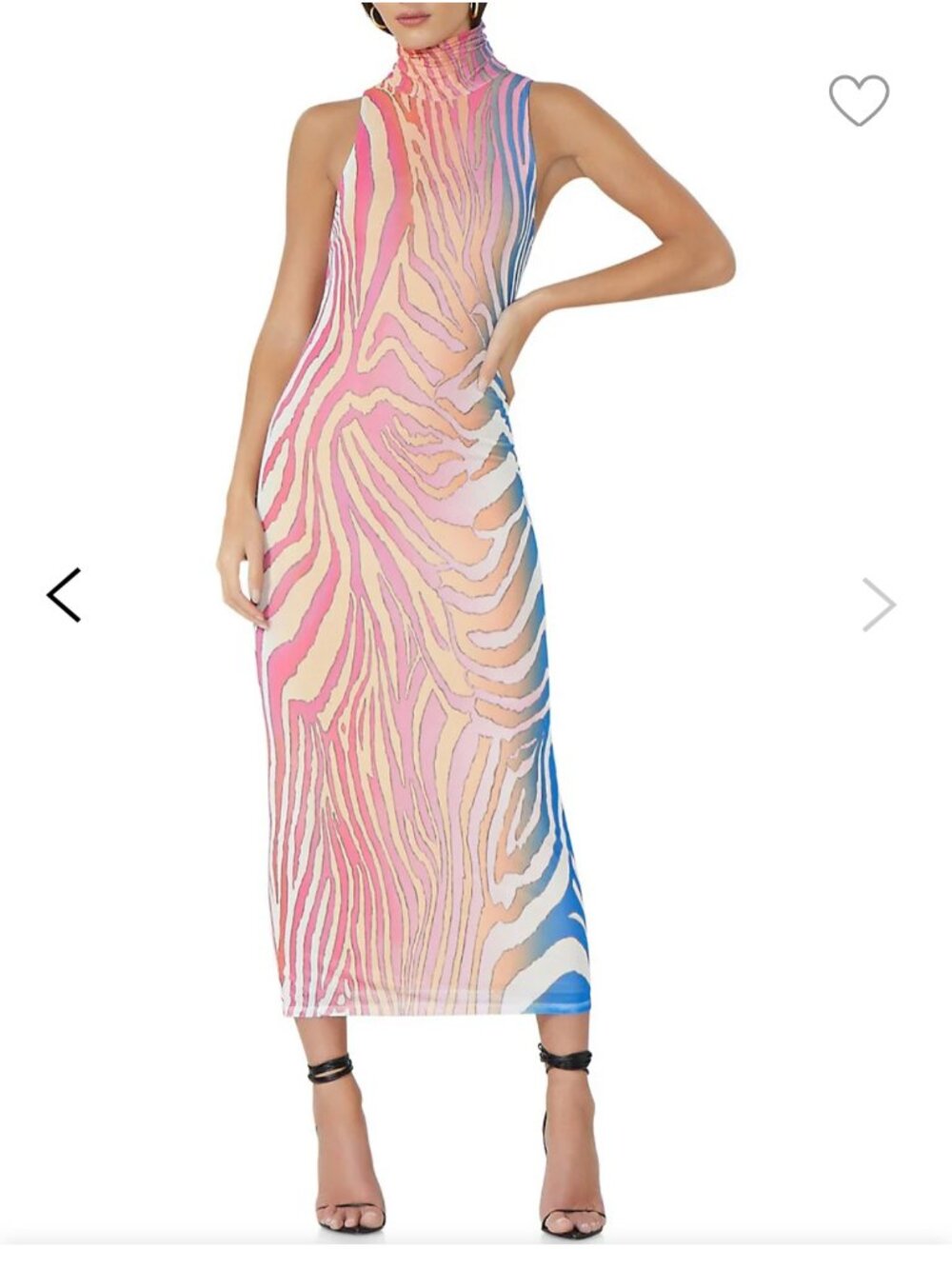 AFRM Spring Multi Zebra Turtleneck Open Back Midi Dress NWT - Size S